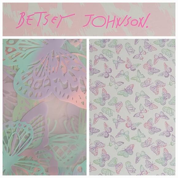 Betsey Johnson Butterfly Rainbow Purple Blue Green PEVA Shower Curtain Liner NIP - Picture 1 of 7
